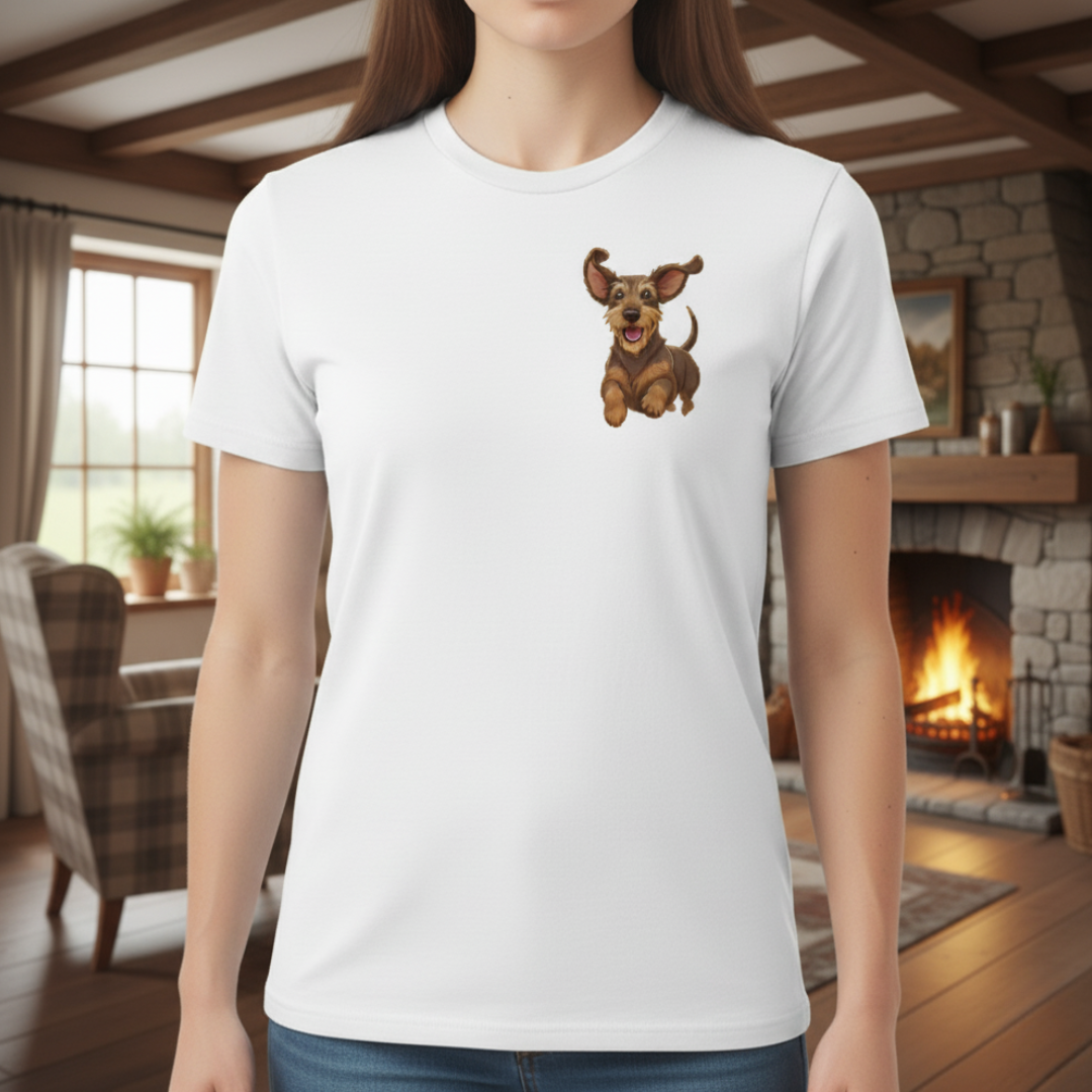 Koszulka Unisex Jamnik Drops Odkrywca - Przygodowy Pies | PyraWBrylach