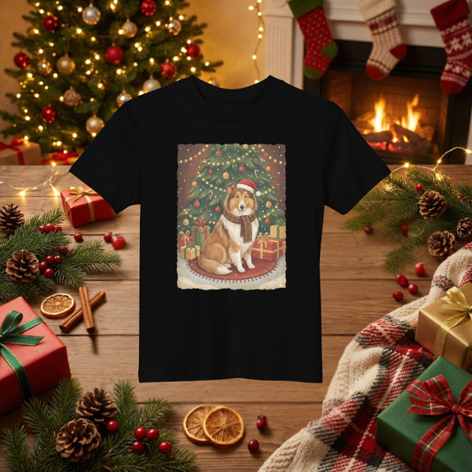 Dziecięcka koszulka Unisex "Świąteczny Collie"|PyraWBrylach