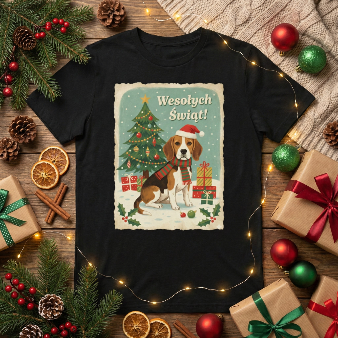 Dziecięca Koszulka Unisex "Świąteczny Beagle"|PyraWBrylach