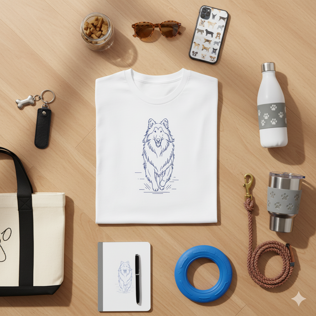 Koszulka Unisex Zawsze Chętny na Spacer - Owczarek Szkocki Collie | PyraWBrylach