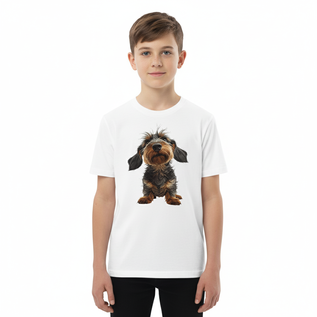 Koszulka Dziecięca z Jamnikiem Chrupkiem - Słodki Pies | PyraWBrylach