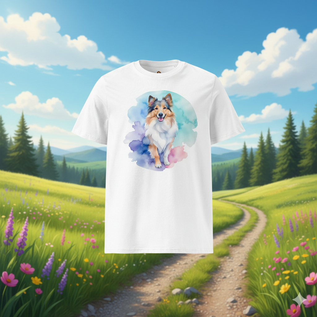 Koszulka Unisex- "Owczarek Szkockie Collie- Akwarelowy Przyjaciel"| PyraWBrylach