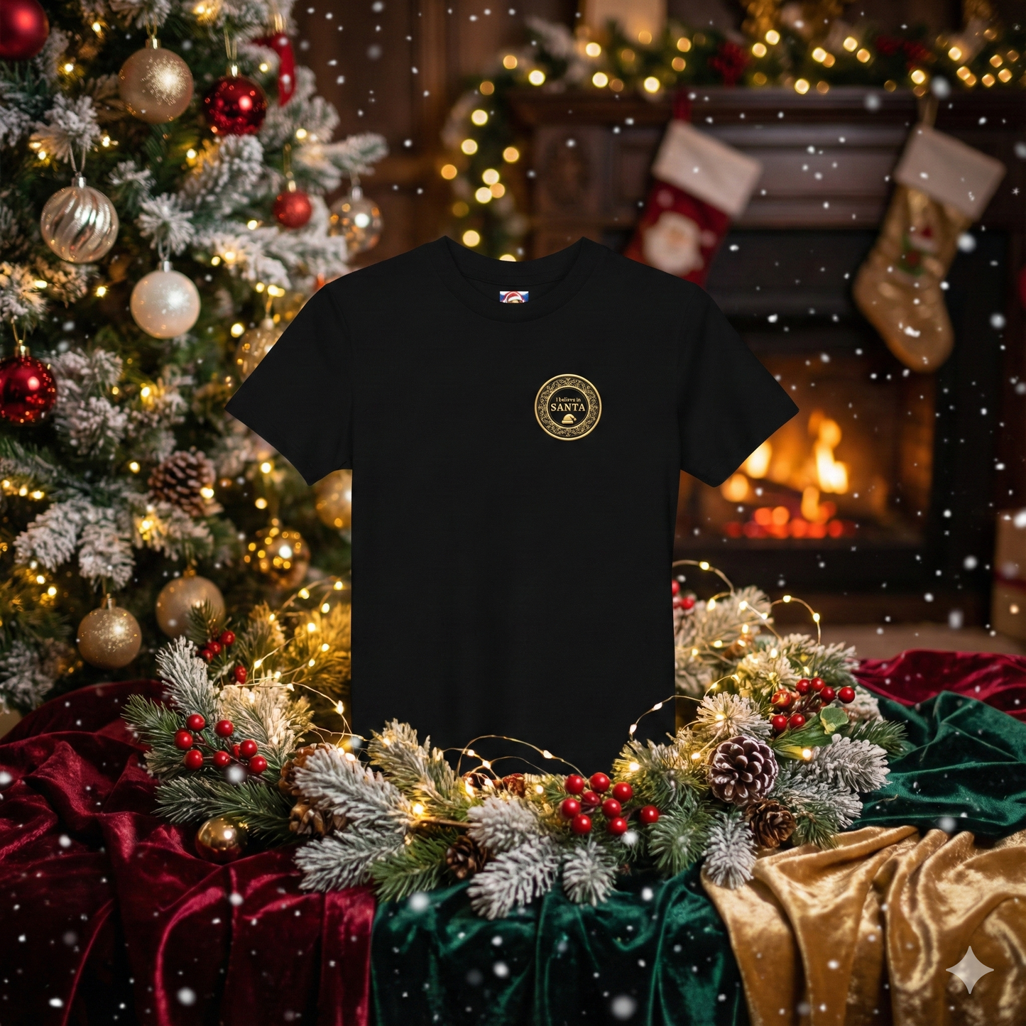 Limitowana świąteczna kolekcja 2025- Dziecięca koszulka unisex "I believe in SANTA"|PyraWBrylach