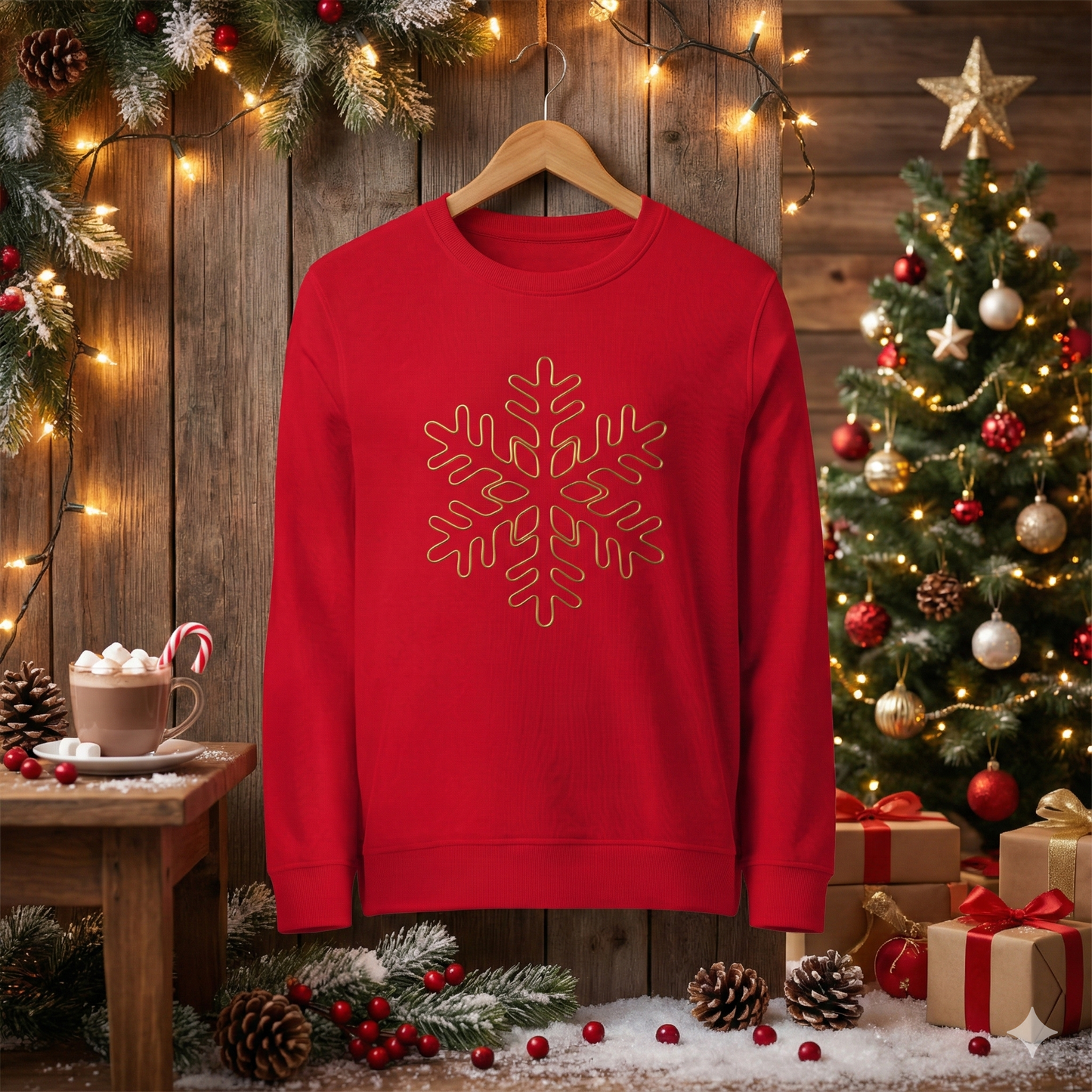 Świąteczna Bluza Unisex "Golden Trace- złota śnieżynka"|PyraWBrylach