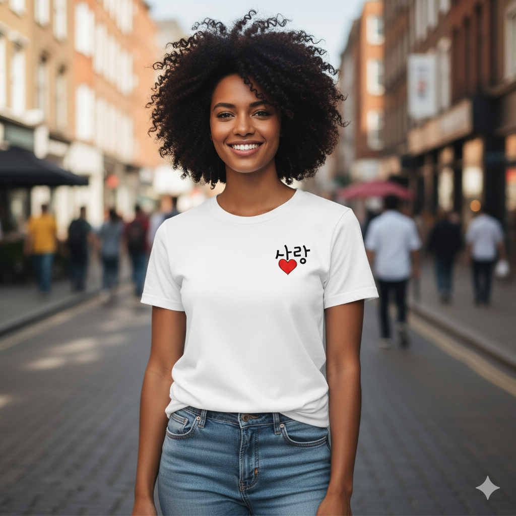 Koszulka Unisex Sarang 사랑 Miłość po Koreańsku | PyraWBrylach