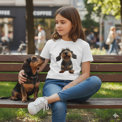Koszulka Dziecięca z Jamnikiem Chrupkiem - Słodki Pies | PyraWBrylach