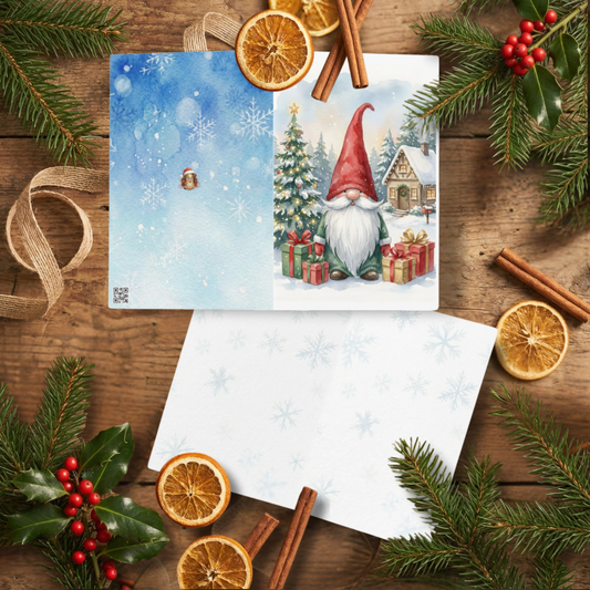 Kartka świąteczna- Gnom z prezentami|PyraWBrylach