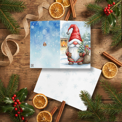 Kartka świąteczna- Gnom z dzwoneczkiem|PyraWBrylach