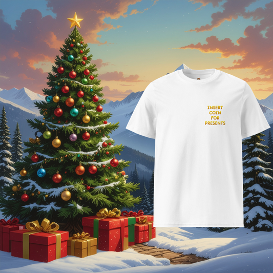 Koszulka świąteczna "Insert Coin for Presents" (Unisex) | PyraWBrylach