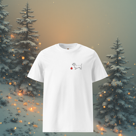 Koszulka Unisex Jamnik z Bombką - Świąteczna | PyraWBrylach