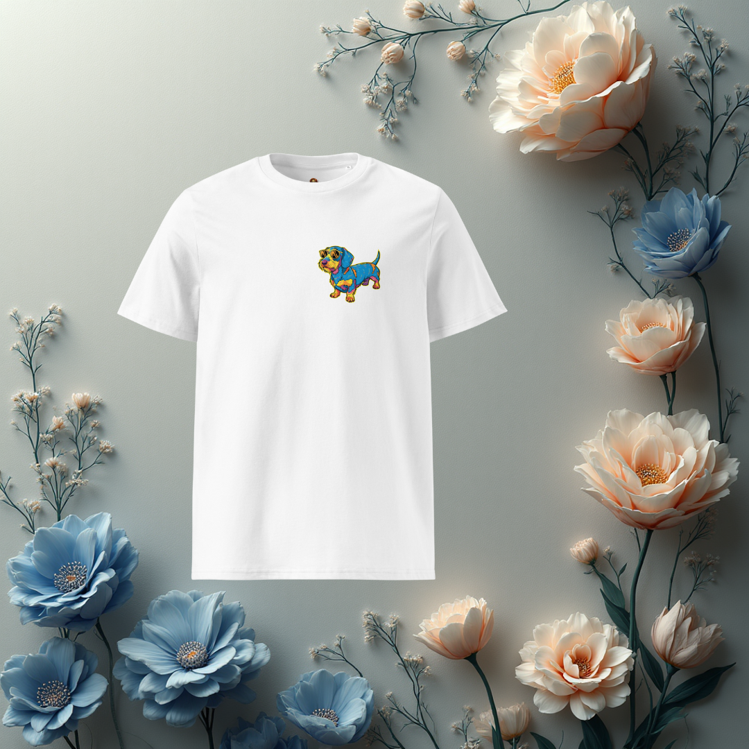 Koszulka Unisex Jamnik Pop-Art - Kolorowy Design | PyraWBrylach