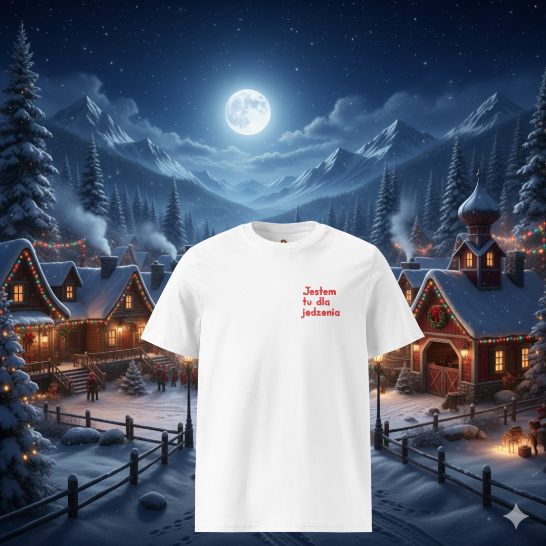 Koszulka świąteczna "Jestem tu dla jedzenia" (Unisex) | PyraWBrylach